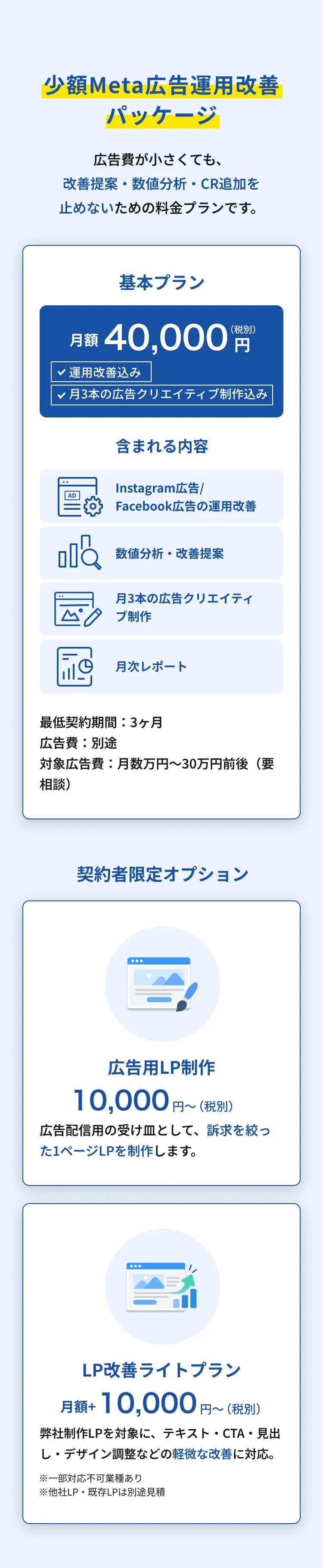 少額Meta広告運用改善パッケージ